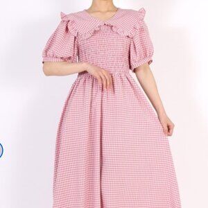 Pink Gingham Ruffle Dress